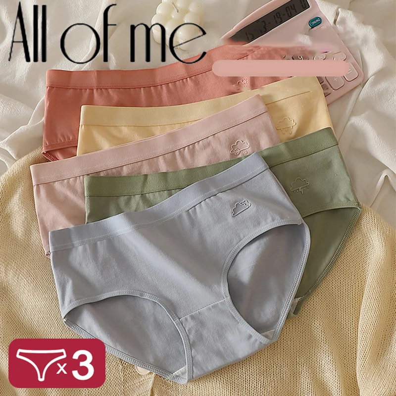 3Pcs/Set Cotton Women's Underwear 2024 New Panties Low Waist Tight Panty Girl Antibacterial Panty Breathable Korean Underpants