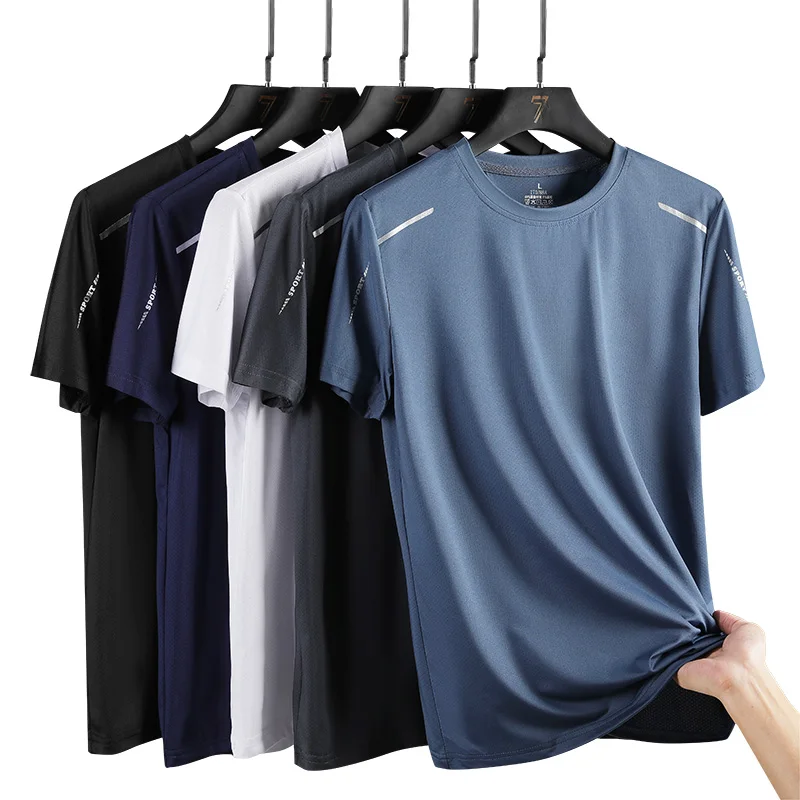 CHRLCK Men's Running Quick Drying T-shirts Breathable Hiking Fishing Tees Soft Elasticity Outdoor Sports Short Shirt Summer